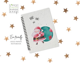 Eco-Friendly Plantable Seed Paper Christmas Notebook - A Sustainable Way to Write, Plant and Watch Your Wishes Grow - Ho Ho Ho