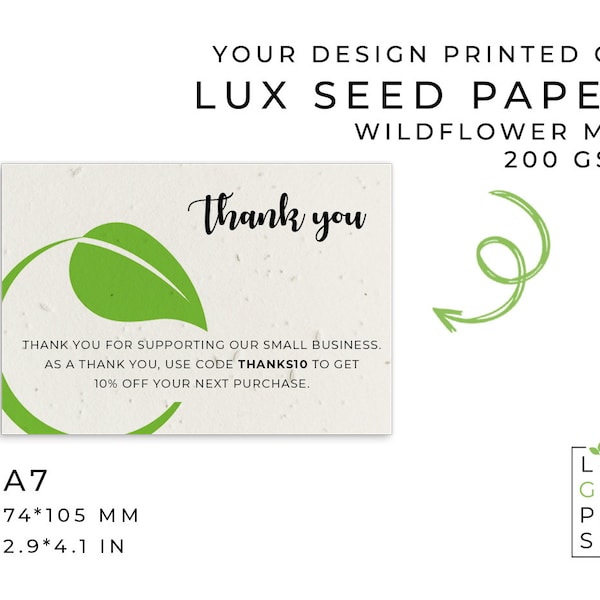 Plantable Seed Paper Marketing Material Flyer Print for Business - A7 - Eco-friendly Sustainable Biodegradable