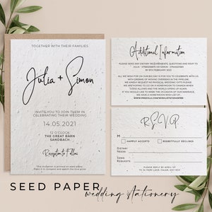 CARTA DA SEME Piantabile Invito di Nozze Biodegradabile Sostenibile Eco-Friendly - Signature