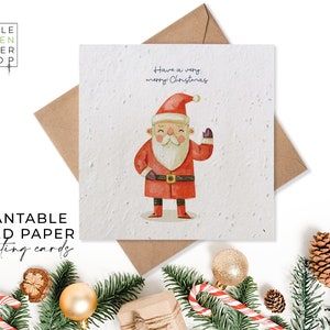 Cartes en papier de graines plantables - Souvenirs festifs - Joyeux Noël - Noël, Amis, Famille, Salutation, Jardinage, Écologique, Biodégradable