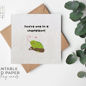 Fleurs en papier pour graines, Cartes en papier pour graines, Carte pour graines de fleurs sauvages à planter, Carte pour graines imprimées, Cadeau jardinage respectueux de l'environnement - Caméléon