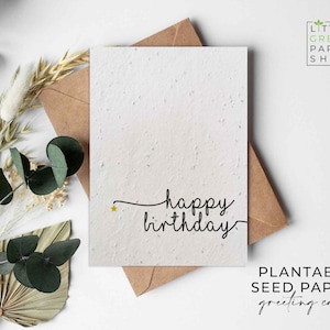 Cartões de papel de sementes de flores plantáveis A6 - Feliz aniversário, abelhas, estrela, fofo, amigos, família, saudação, jardinagem, ecológico, biodegradável