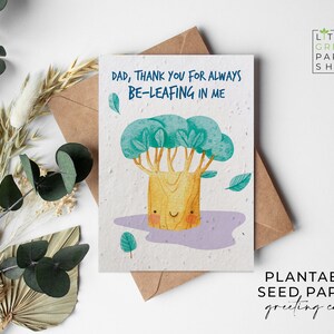 Cartes en papier de graines de fleurs à planter A6 - Voeux pour la fête des pères, plantes, écologiques, biodégradables - Be-leafing In Me