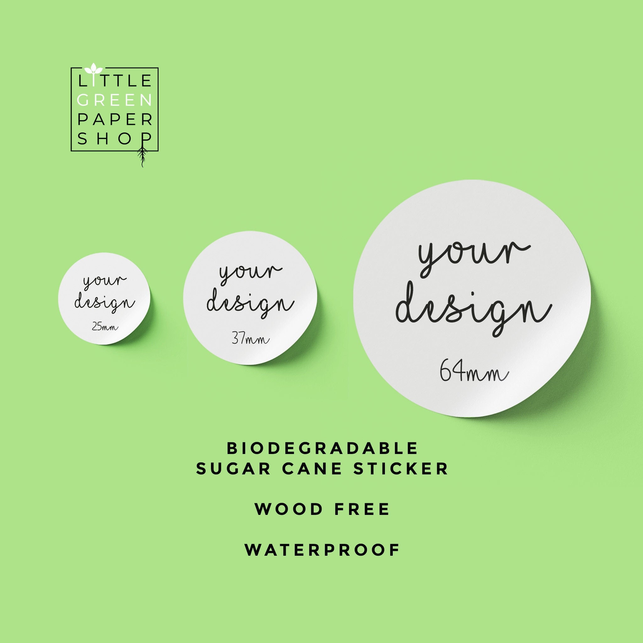 Biodegradable Eco-friendly Custom Round Stickers Waterproof - 25mm 38mm ...