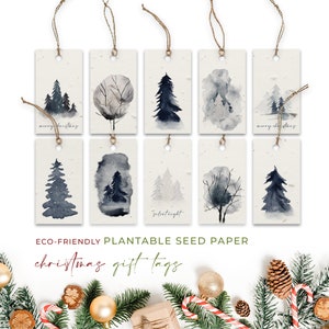 Étiquettes en papier de semences, ÉTIQUETTES À PLANTER, Étiquettes volantes de NOL, Étiquettes pour cadeaux de luxe, Étiquettes d'arbre joyeux Noël avec graines de fleurs sauvages, Étiquettes avec ficelle