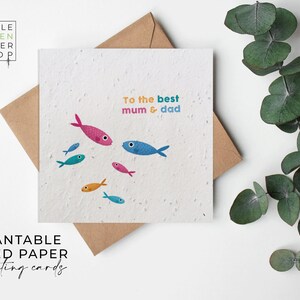 Papier semences FLOWER, cartes en papier semences, carte fleurs sauvages à planter, carte semences imprimées, cadeau jardinage respectueux de l'environnement - Meilleur poisson papa et maman