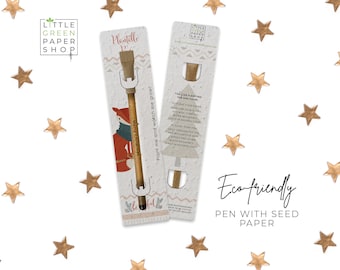 CANETA PLANTÁVEL - Caneta ecológica com sementes, enchimento de saco de festa, planta após o uso, cultivo de flores silvestres, presente ecológico de Natal - Amigos da Floresta