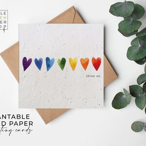 Papier de graines de FLEURS, cartes de papier de graines, carte de graines imprimées, cadeau de jardinage écologique - LGBT - Shine On