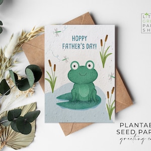 Cartes en papier de graines de fleurs à planter A6 - Voeux pour la fête des pères, écologiques, biodégradables - Hoppy Father's Day