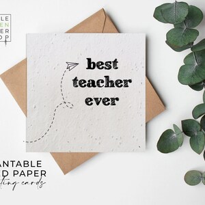 Papier de graines de fleurs, cartes de papier de graines, carte de graines imprimées, cadeau de jardinage écologique - avions en papier - meilleur enseignant de tous les temps