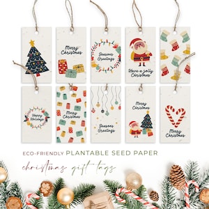 Étiquettes-cadeaux en papier pour graines de plantage, Noël, Noël, écologiques et biodégradables - Jingle Bells (paquet de 10)