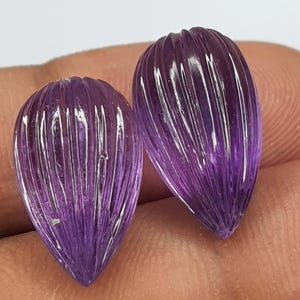 Rose De France Amethyst Briolette Drops: Faceted Purple Gemstone Pair