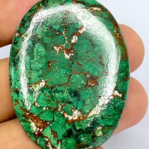 Ocean Jasper Cabochon: Hand Polished Green Gemstone (45.20X34.10X5.10 mm)