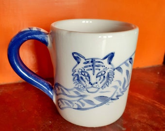 Hand painted tiger cup