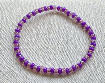 Bracelet en perles de rocaille violettes | Bijou élastique fait main