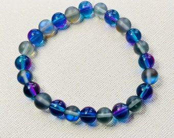Bracelet de perles de verre irisées sirène | Violet, Gris
