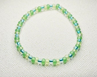 Bracelet en perles de rocaille vert turquoise | Bijou élastique fait main