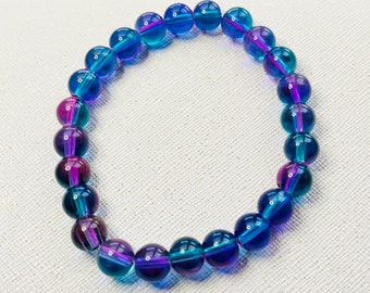 Bracelet en perles de verre duochrome | Bijou élastique fait main
