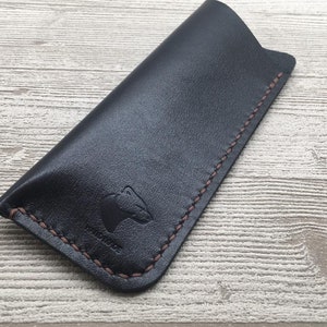 Brillenetui / Einstecketui / Hülle / Etui / Leather glasses case echt Leder ,Schwarz , Gr. L, XL, XXL, Handy Handgemacht Naht nach Auswahl Braun