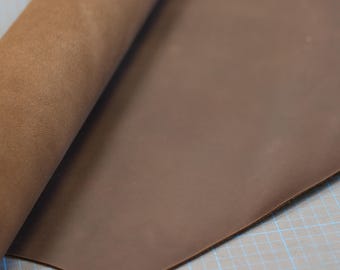 Leather piece cowhide / craft leather / smooth brown "Crazy Horse" approx. 1.6 mm leather plate pull-up