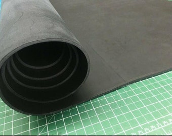 Buffelläderbit, naturläder | vegetabiliskt garvat läder | tjockt läder 2-2,5 mm eller 3,5-4,0 mm, svart, vegetabiliskt garvat läderark för gör-det-själv-pyssel