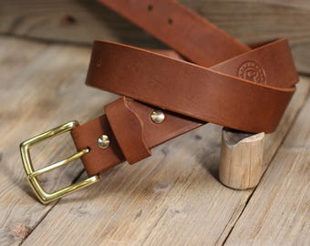 Personalized leather belt for men, handmade gift for father friend, belt made of extremely robust leather 11/12 oz by Hermann Oak