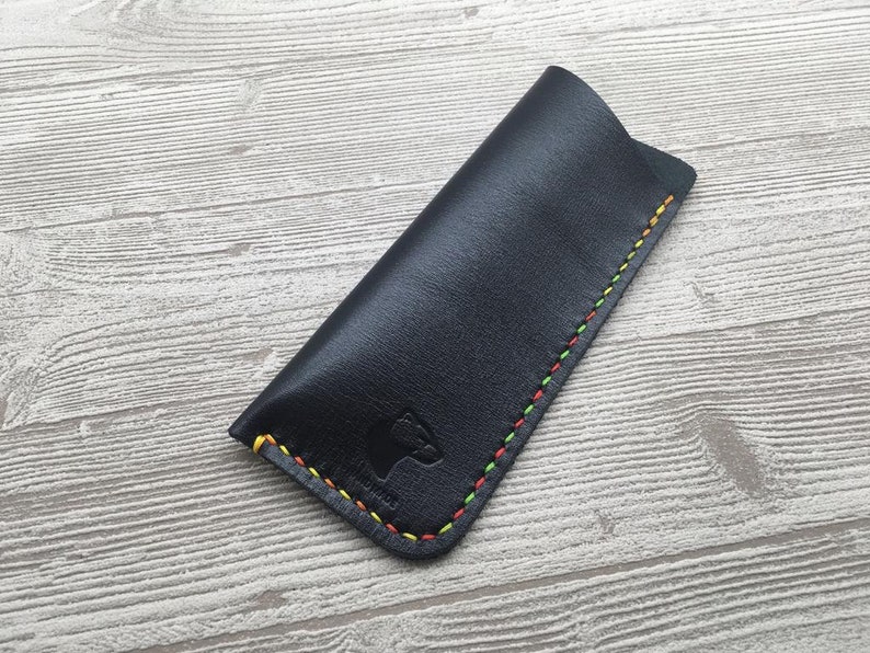 Brillenetui / Einstecketui / Hülle / Etui / Leather glasses case echt Leder ,Schwarz , Gr. L, XL, XXL, Handy Handgemacht Naht nach Auswahl Bunt