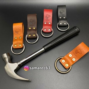 Gürtelschlaufen Leder Schlüsselanhänger Koppelschlaufe Hammerhalter  Werkzeughalter / Ratschenhalter für Gerüstbauratsche aus echtem Leder