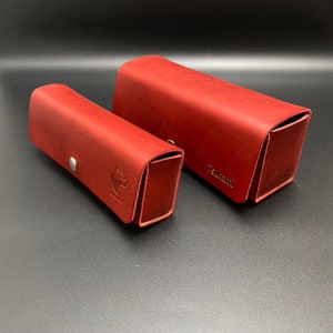 Glasses case / glasses box / case / case / leather glasses case genuine leather, handmade color according to selection initials embossing as desired Red