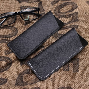 Estuche para gafas / estuche / funda / estuche / estuche de piel para gafas, piel napa auténtica, color negro, tamaño. L, XL, XXL, Práctico, hecho a mano