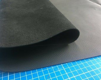 Leather piece, cowhide / craft leather / nappa, black, 1.4-1.6 mm leather plate