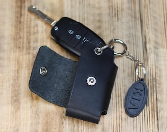 Key case for car keys, genuine leather keychain, handmade car key case, color of your choice. Gifts for him.