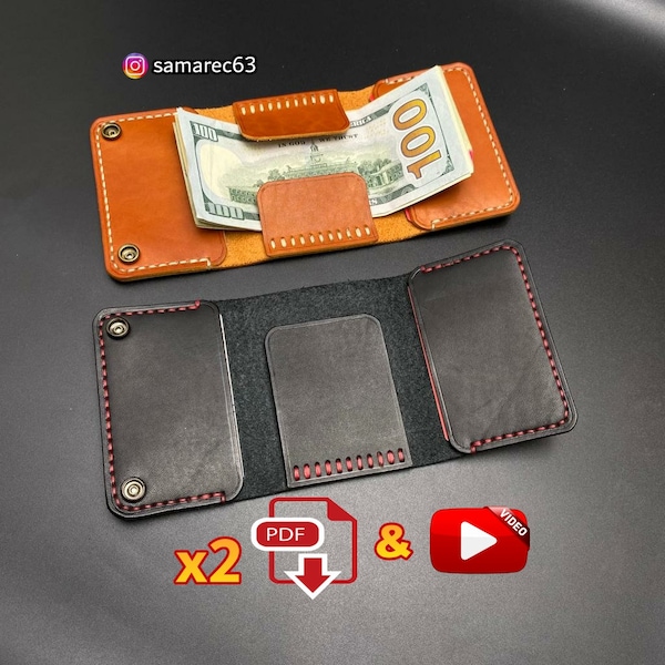 Leather Money Clip M1 & M2 Sewing Pattern x2 PDF Digital Content / Sewing Instructions (Video)