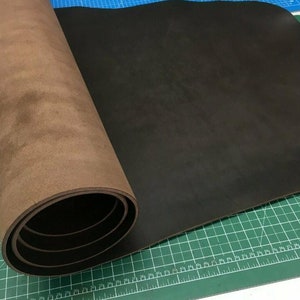 Buffalo leather piece, natural leather | bare leather | thick leather 2-2.5 mm or 3.5-4.0 mm, brown vegetable-tanned leather sheet | for hobby projects