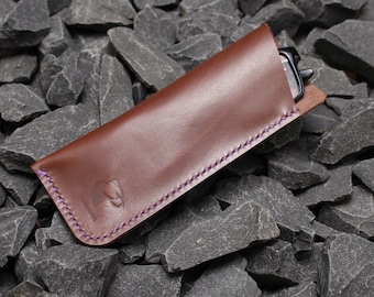 Glasses case / plug-in case / cover / case / leather glasses case genuine leather, brown, size. L, XL, XXL, Handy Handmade seam of your choice