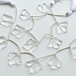 6 pcs Crystal Quartz Carved Flowers Beads Natural gemstone beads for jewellery marking | 23x23x4 to 18x20x4 MM | quartz for earrings