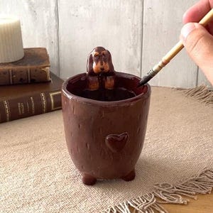 Wasserbecher, für Aquarell, INDIVIDUALISIERBARES Gemälde, Tier, Becher, Keramiktasse, Kaffeetasse, Tee
