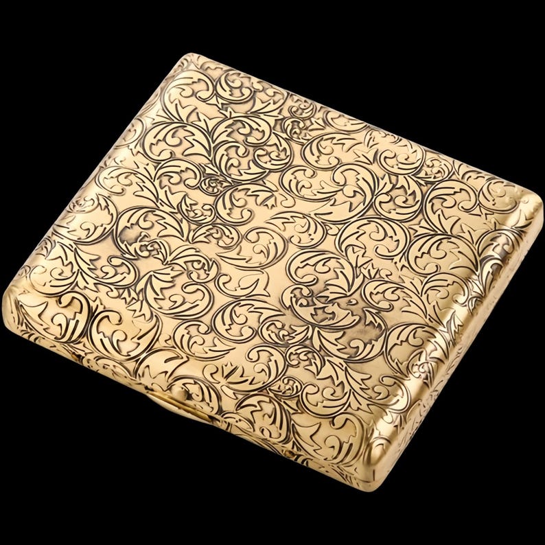 Brass Cigarette Case | 118g Vintage Card Holder, 20 Stick Full-Size Wallet | Groomsman Gift Antique