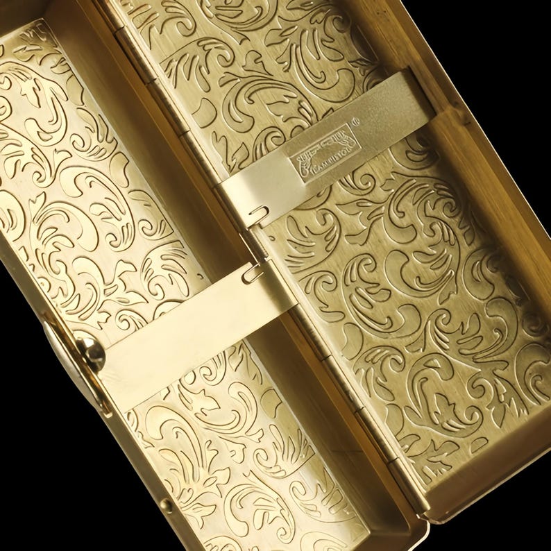 Art Nouveau Floral Cigarette Case | Engraved Metal Card Holder image 8