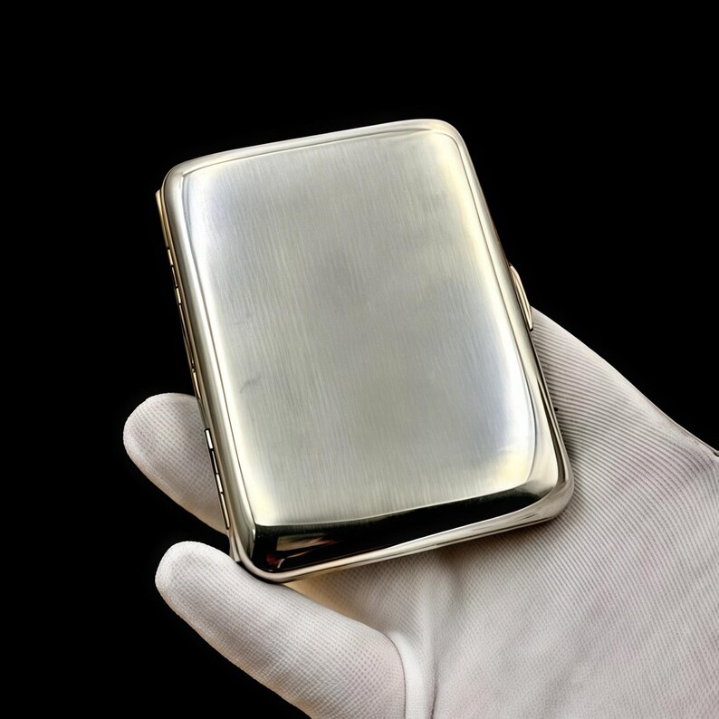 Luxury Cupronickel Cigarette Case | Polished Silver Finish, Dent-Resistant Hard-Shell, Heirloom Groomsman Gift for Him image 9