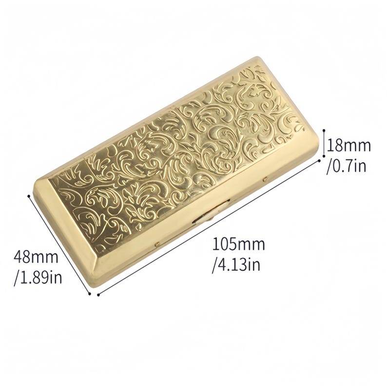 Art Nouveau Floral Cigarette Case | Engraved Metal Card Holder image 5