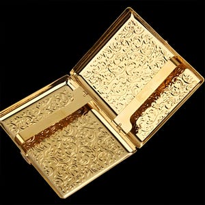 Brass Cigarette Case | 118g Vintage Card Holder, 20 Stick Full-Size Wallet | Groomsman Gift image 8
