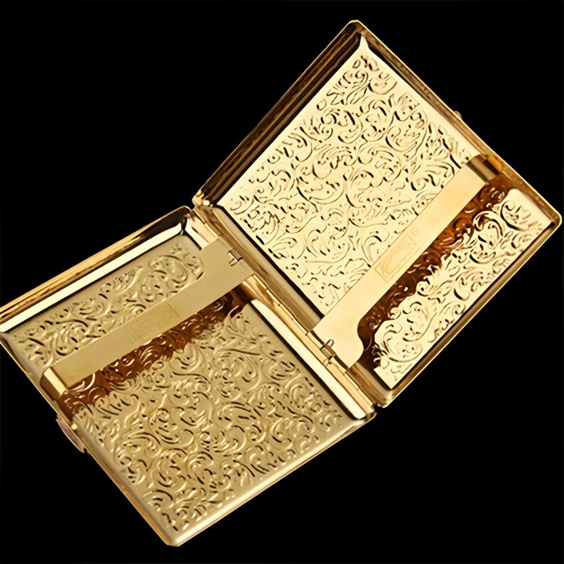 Brass Cigarette Case | 118g Vintage Card Holder, 20 Stick Full-Size Wallet | Groomsman Gift image 8
