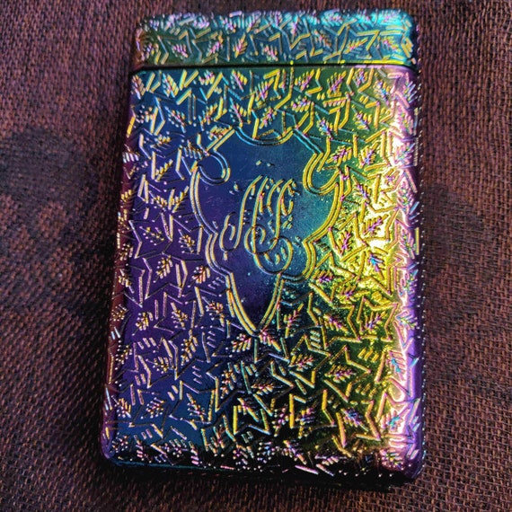 20 Cigarette )Unique Retro Metal Cigarette Case With Same Kerosene Lighter  Bronze Cigarette Pack Copper Carving