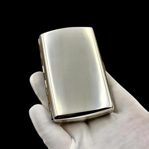 Luxury Cupronickel Cigarette Case | Polished Silver Finish, Dent-Resistant Hard-Shell, Heirloom Groomsman Gift for Him image 4