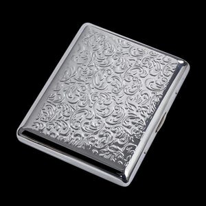 Brass Cigarette Case | 118g Vintage Card Holder, 20 Stick Full-Size Wallet | Groomsman Gift Silver