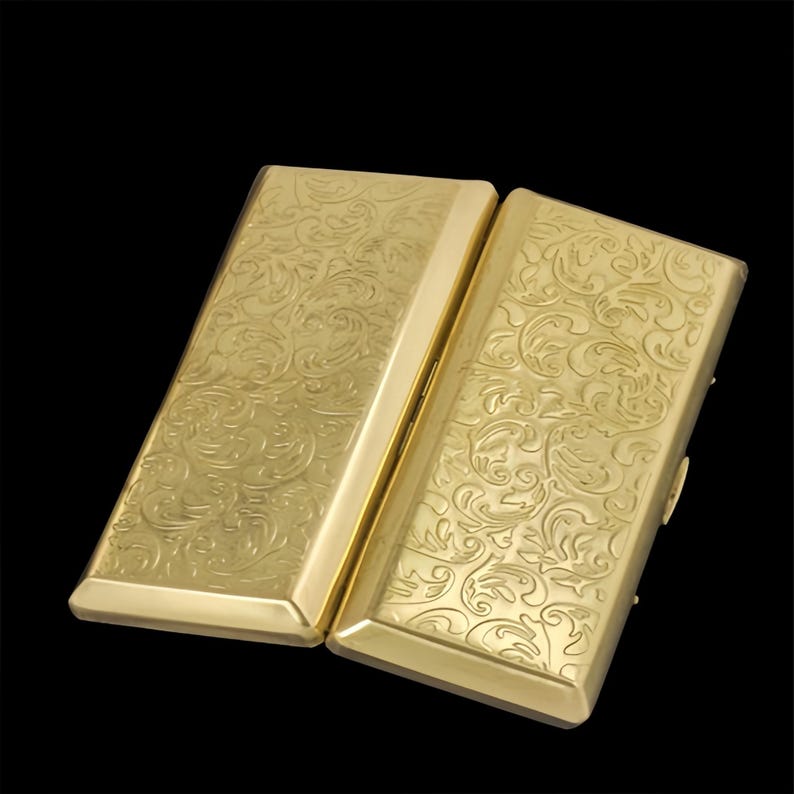Art Nouveau Floral Cigarette Case | Engraved Metal Card Holder image 3