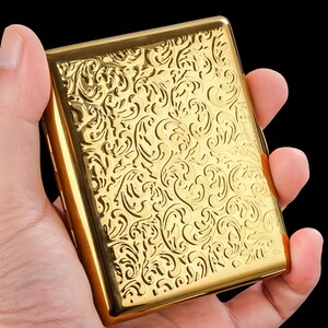Brass Cigarette Case | 118g Vintage Card Holder, 20 Stick Full-Size Wallet | Groomsman Gift image 9
