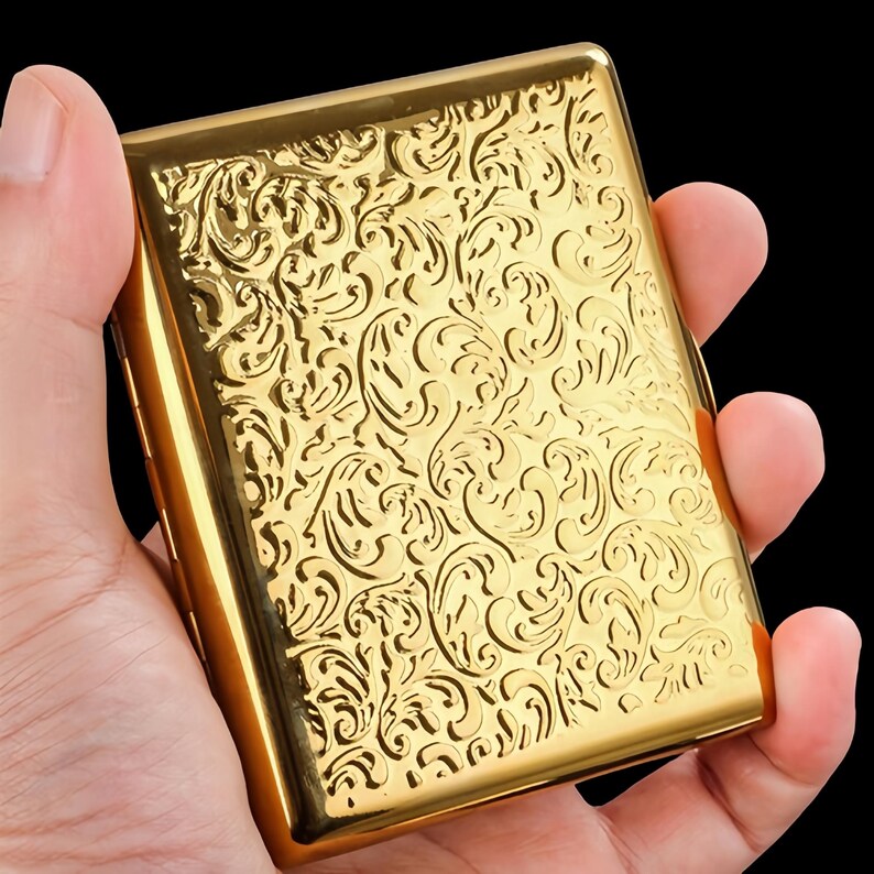 Brass Cigarette Case | 118g Vintage Card Holder, 20 Stick Full-Size Wallet | Groomsman Gift image 9
