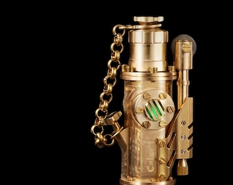 Heavy Brass Steampunk Lighter | Skeleton Visible Mechanism